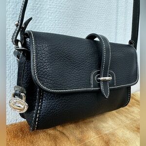 Vintage Dooney & Bourke All Weather Leather Black Small Equestrian Bag USA